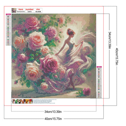 Girl And Flower - Full Round Drill Diamond Painting 40*40CM