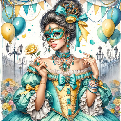 French Retro Girl - Full Round Drill Diamond Painting 40*40CM