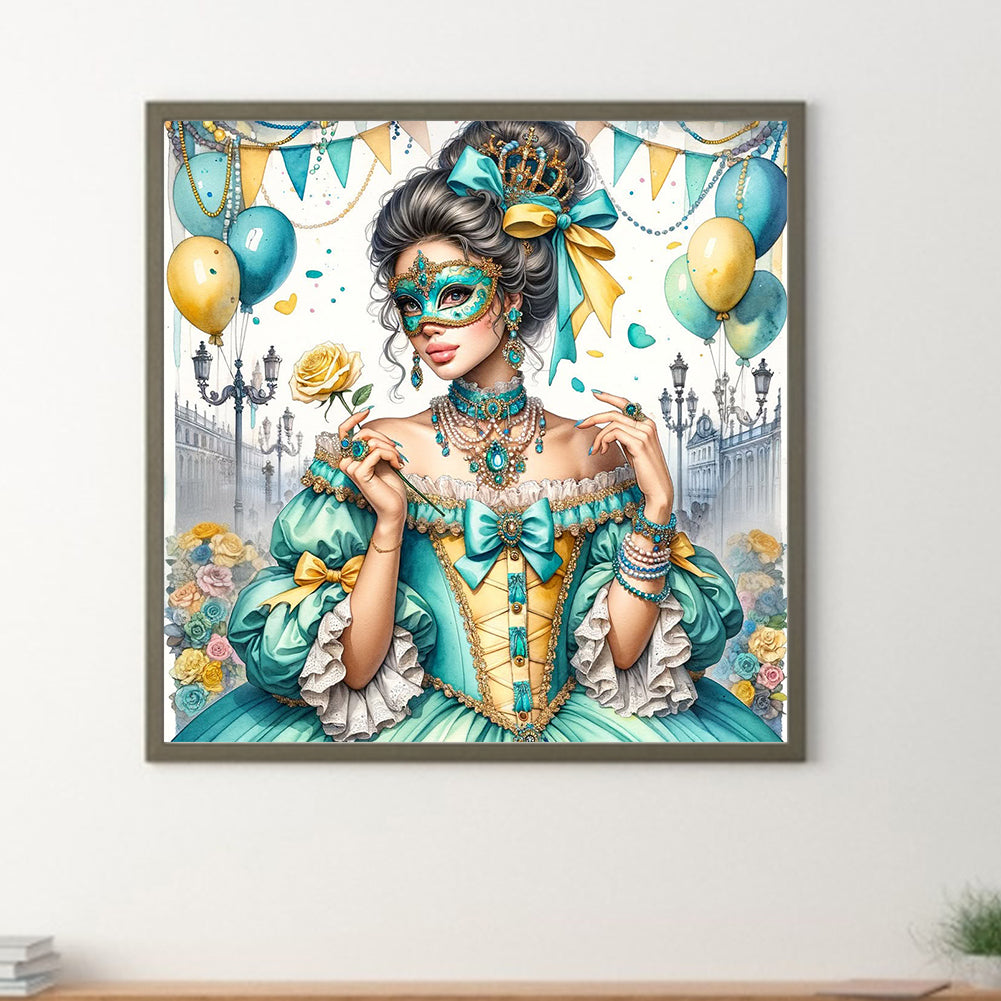 French Retro Girl - Full Round Drill Diamond Painting 40*40CM