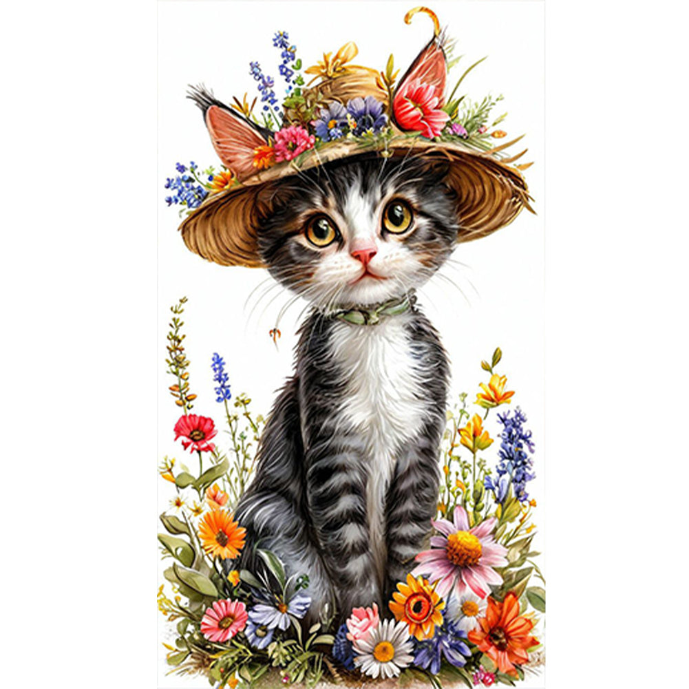 Cat - Full Round Drill Diamond Painting 30*50CM