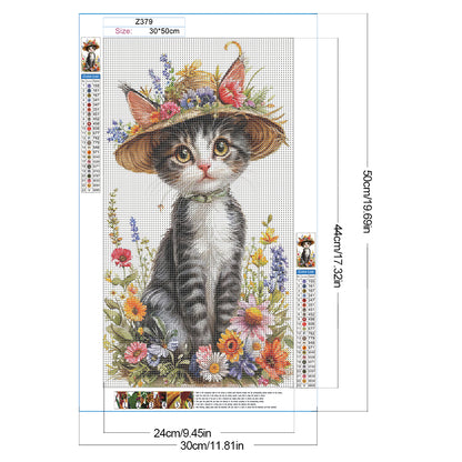 Cat - Full Round Drill Diamond Painting 30*50CM