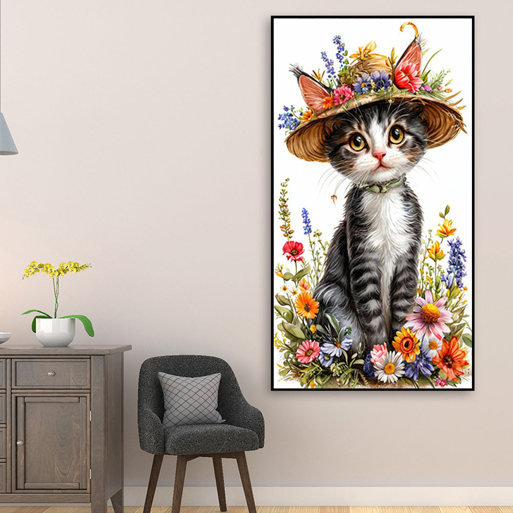Cat - Full Round Drill Diamond Painting 30*50CM
