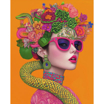 Snake And Girl - Full AB Round Drill Diamond Painting 40*50CM