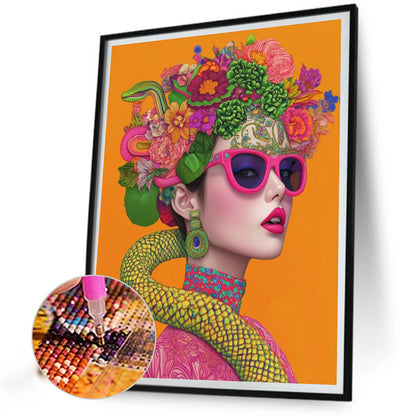 Snake And Girl - Full AB Round Drill Diamond Painting 40*50CM