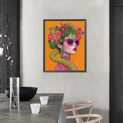 Snake And Girl - Full AB Round Drill Diamond Painting 40*50CM