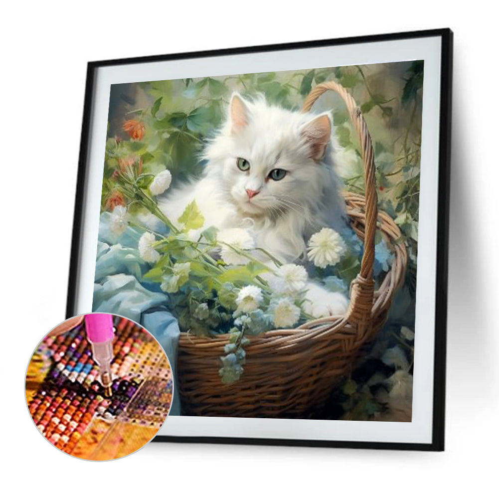 Cat - Full Round Drill Diamond Painting 40*40CM