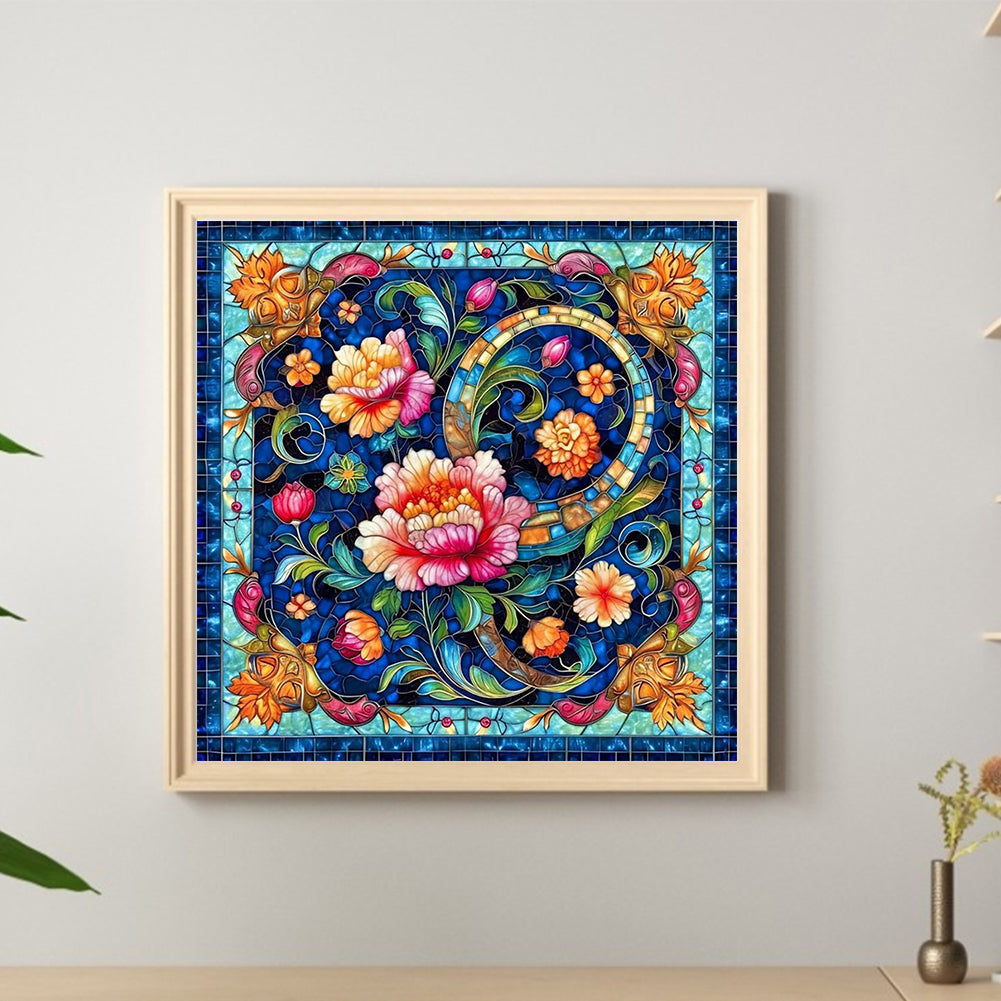 Glass Style Flowers - Full Round Drill Diamond Painting 40*40CM