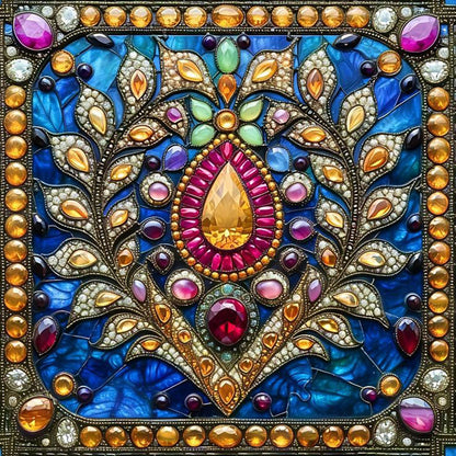 Glass Style Flowers - Full Round Drill Diamond Painting 40*40CM