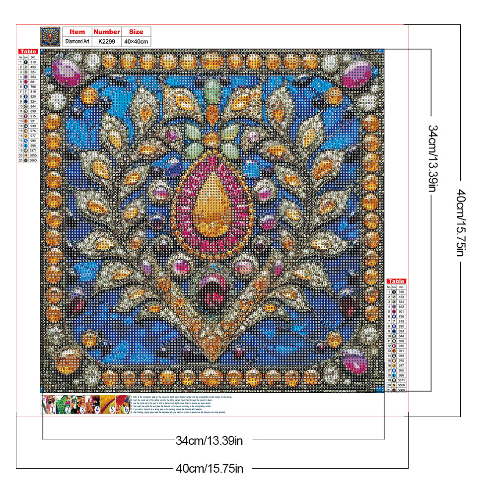 Glass Style Flowers - Full Round Drill Diamond Painting 40*40CM