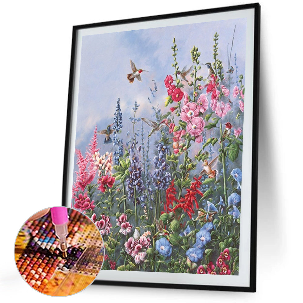 Birds Among Flowers - Full Square Drill Diamond Painting 40*50CM