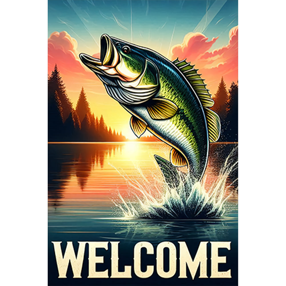 Fishing - Full Round Drill Diamond Painting 30*45CM