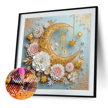 Flower Crescent - Special Shaped Drill Diamond Painting 30*30CM