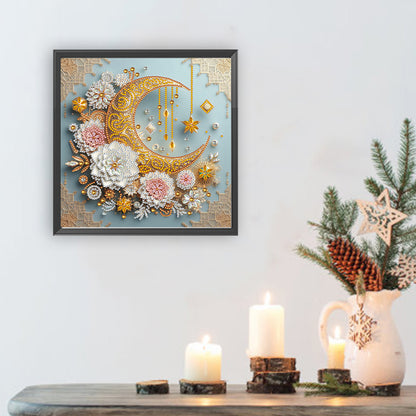 Flower Crescent - Special Shaped Drill Diamond Painting 30*30CM