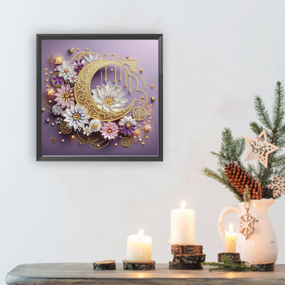 Flower Crescent - Special Shaped Drill Diamond Painting 30*30CM