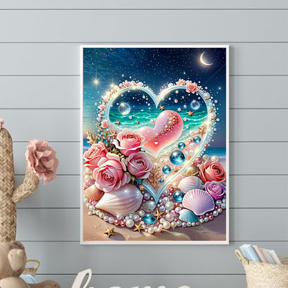 Rose Pearl Heart - Full Round Drill Diamond Painting 30*40CM