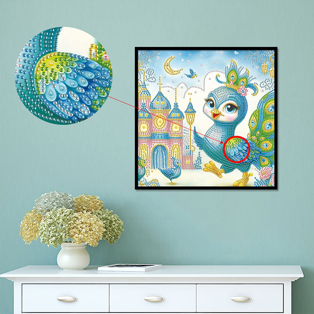 Cartoon Peacock - Special Shaped Drill Diamond Painting 30*30CM