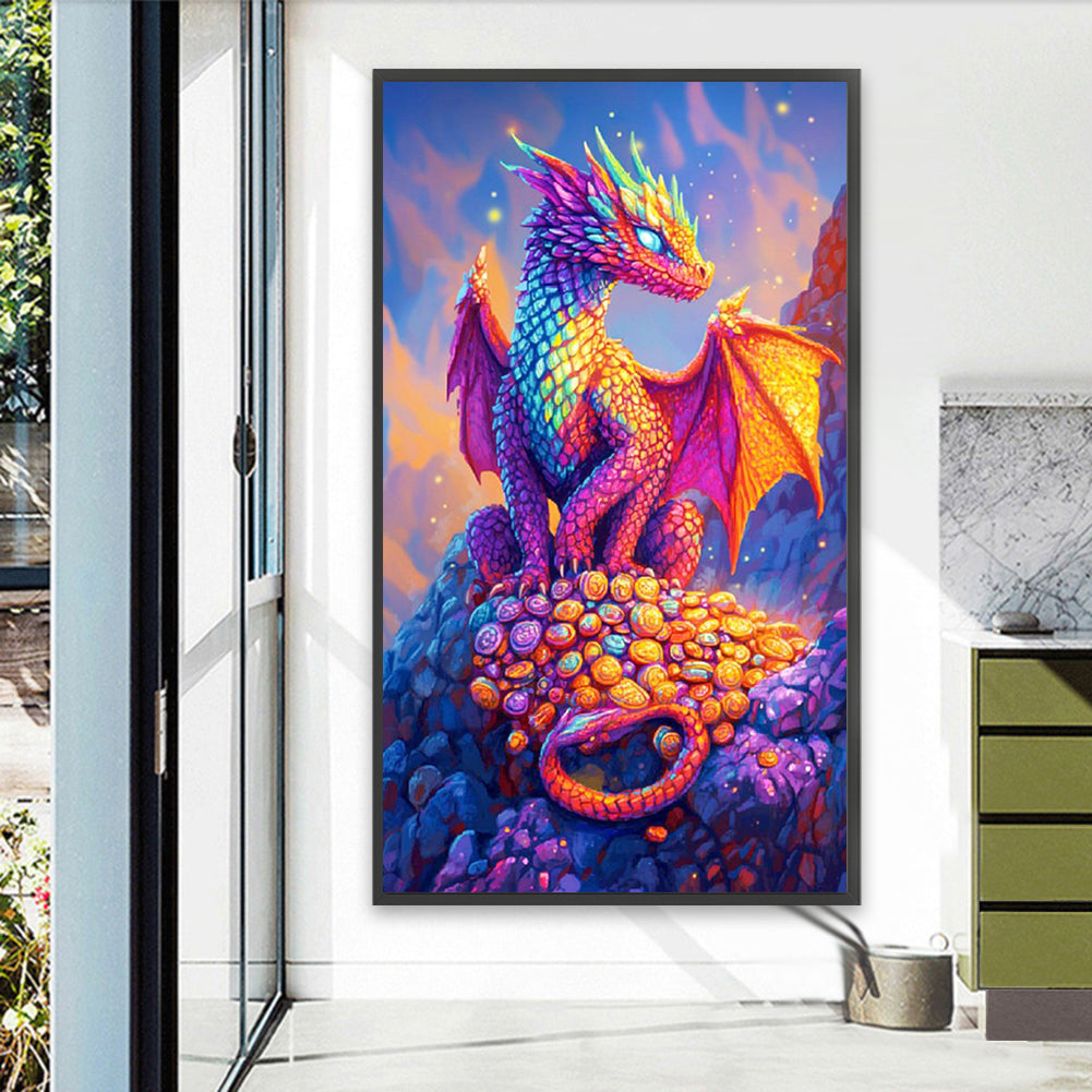 Dragon On Gold Coin - Full Square Drill Diamond Painting 40*70CM