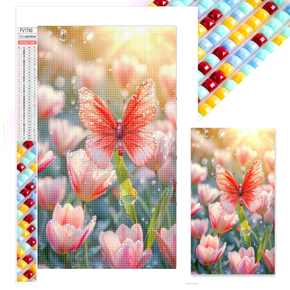 Pink Butterfly - Full Square Drill Diamond Painting 40*70CM
