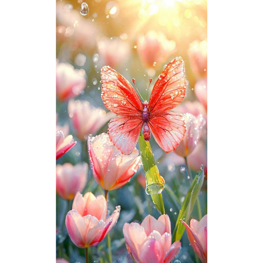 Pink Butterfly - Full Square Drill Diamond Painting 40*70CM