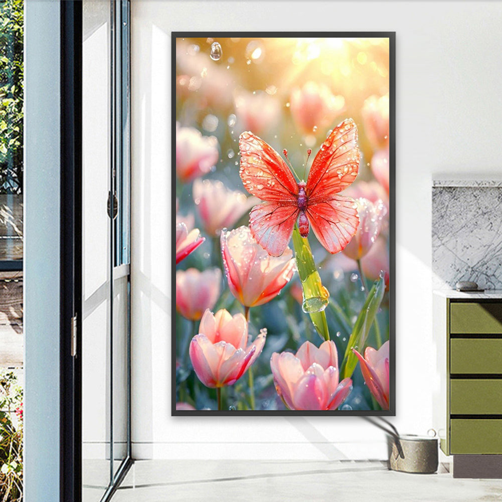 Pink Butterfly - Full Square Drill Diamond Painting 40*70CM