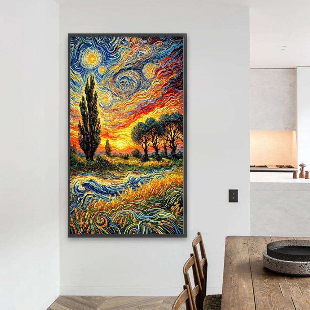 Van Gogh Wheat Field - Full AB Round Drill Diamond Painting 40*70CM
