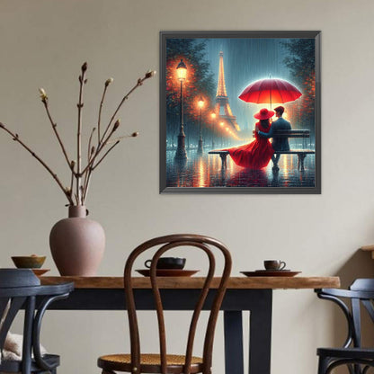 Romantic Couple And Eiffel Tower - Full Round Drill Diamond Painting 40*40CM