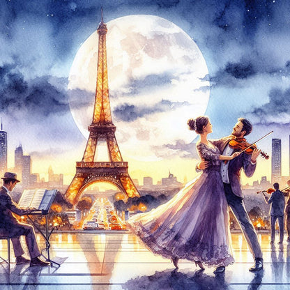 Dancing Under The Eiffel Tower - Full Round Drill Diamond Painting 40*40CM