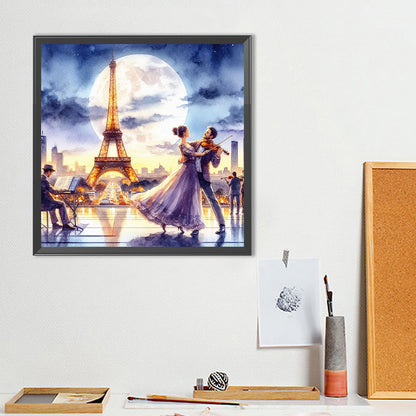 Dancing Under The Eiffel Tower - Full Round Drill Diamond Painting 40*40CM