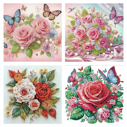 Flowers And Butterflies - Special Shaped Drill Diamond Painting 30*30CM