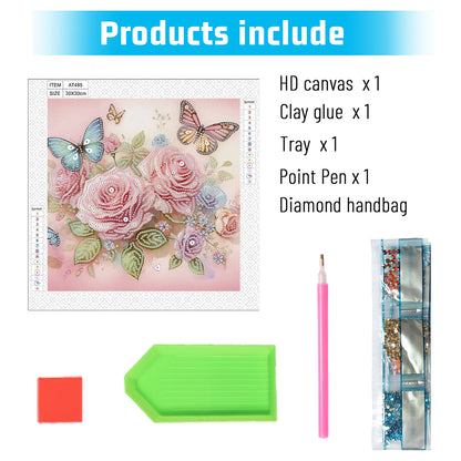 Flowers And Butterflies - Special Shaped Drill Diamond Painting 30*30CM