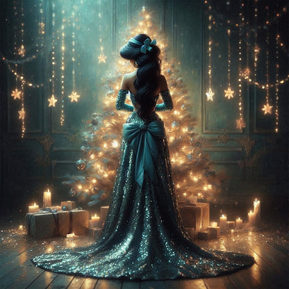 Disney Princess And Christmas Tree - Full Round Drill Diamond Painting 40*40CM
