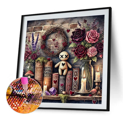 Flower Doll On Bookshelf - Full Round Drill Diamond Painting 40*40CM