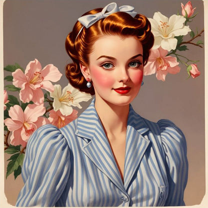 Vintage Girl - Full Round Drill Diamond Painting 40*40CM