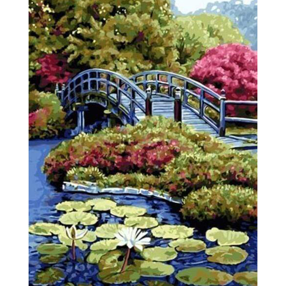 Scenery Of Small Bridge - Full Round Drill Diamond Painting 40*50CM