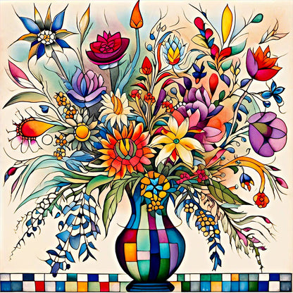 Abstract Flowers - Full Round Drill Diamond Painting 30*30CM