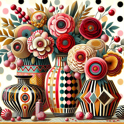Abstract Flowers - Full Round Drill Diamond Painting 30*30CM