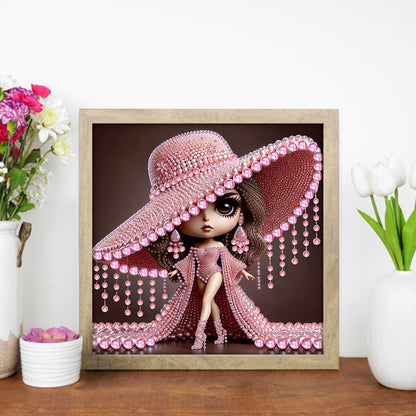 Girl With Big Eyes And Top Hat - Special Shaped Drill Diamond Painting 30*30CM