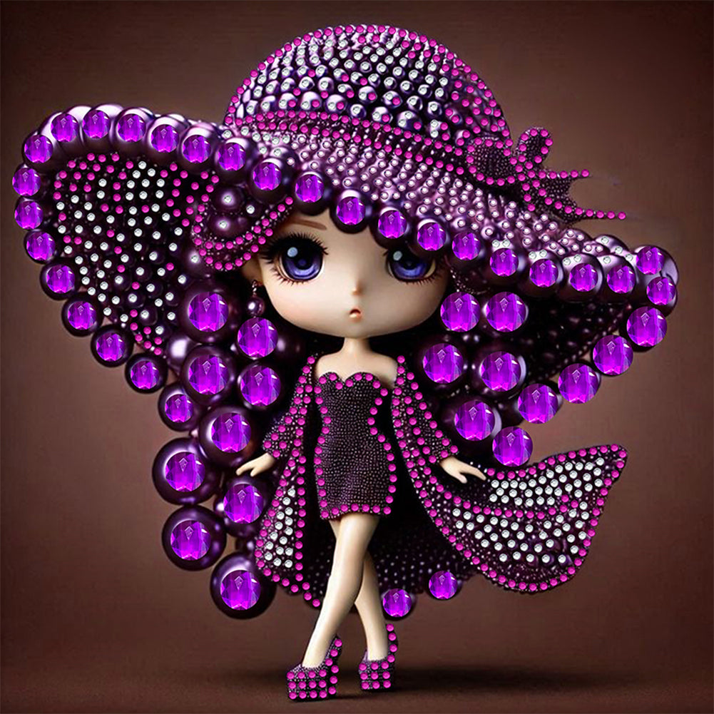 Girl With Big Eyes And Top Hat - Special Shaped Drill Diamond Painting 30*30CM