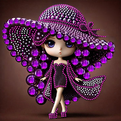 Girl With Big Eyes And Top Hat - Special Shaped Drill Diamond Painting 30*30CM