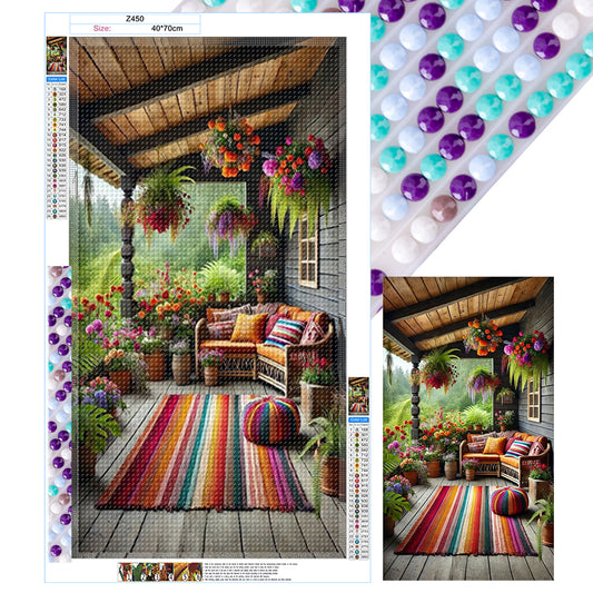Balcony Scenery - Full Round Drill Diamond Painting 40*70CM