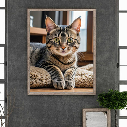 Cat - Full Round Drill Diamond Painting 40*50CM