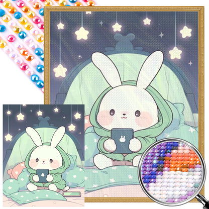 Rabbit Playing With Mobile Phone - Full AB Round Drill Diamond Painting 40*50CM