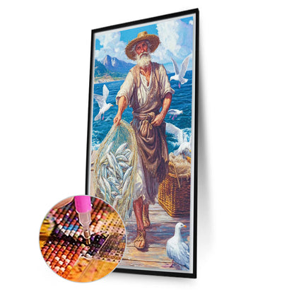 Old Man And The Sea - Full Square Drill Diamond Painting 40*70CM