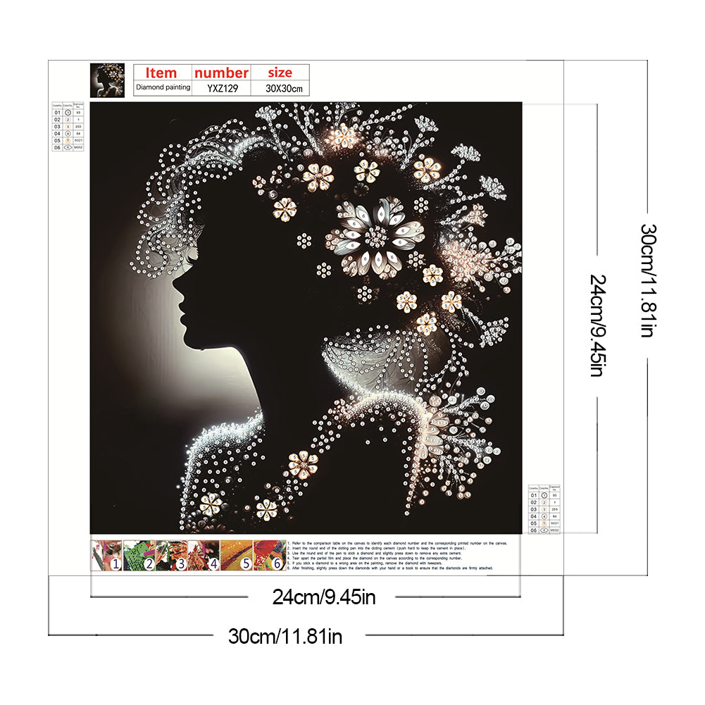 Elegant Silhouette Woman - Special Shaped Drill Diamond Painting 30*30CM