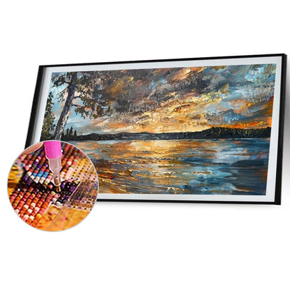 Under The Tree By The Lake - Full Round Drill Diamond Painting 70*40CM