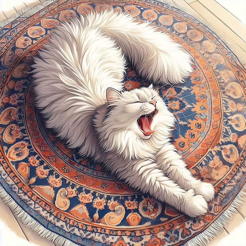 White Cat - Full Round Drill Diamond Painting 40*40CM
