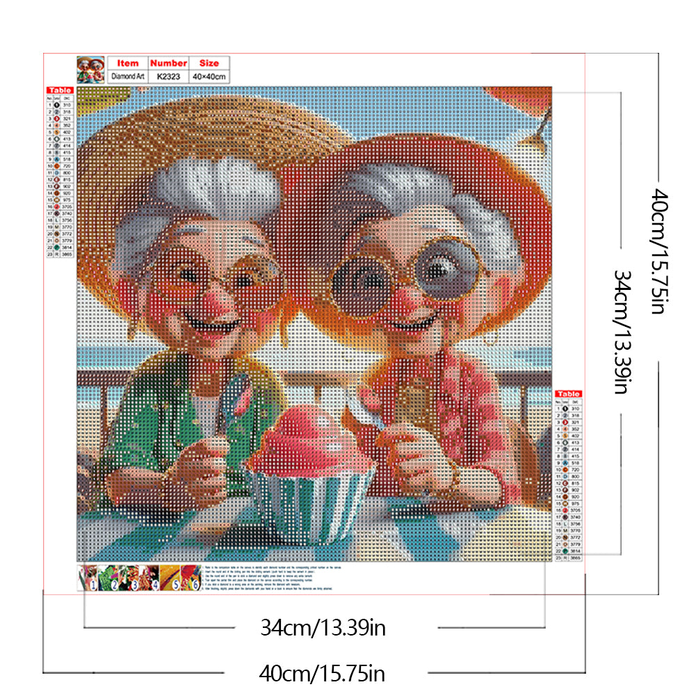 Cute Old Lady - Full Round Drill Diamond Painting 40*40CM