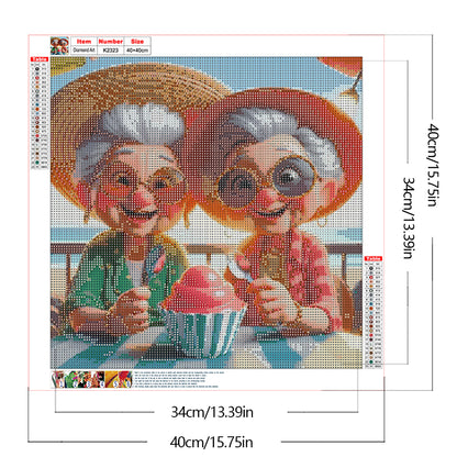 Cute Old Lady - Full Round Drill Diamond Painting 40*40CM