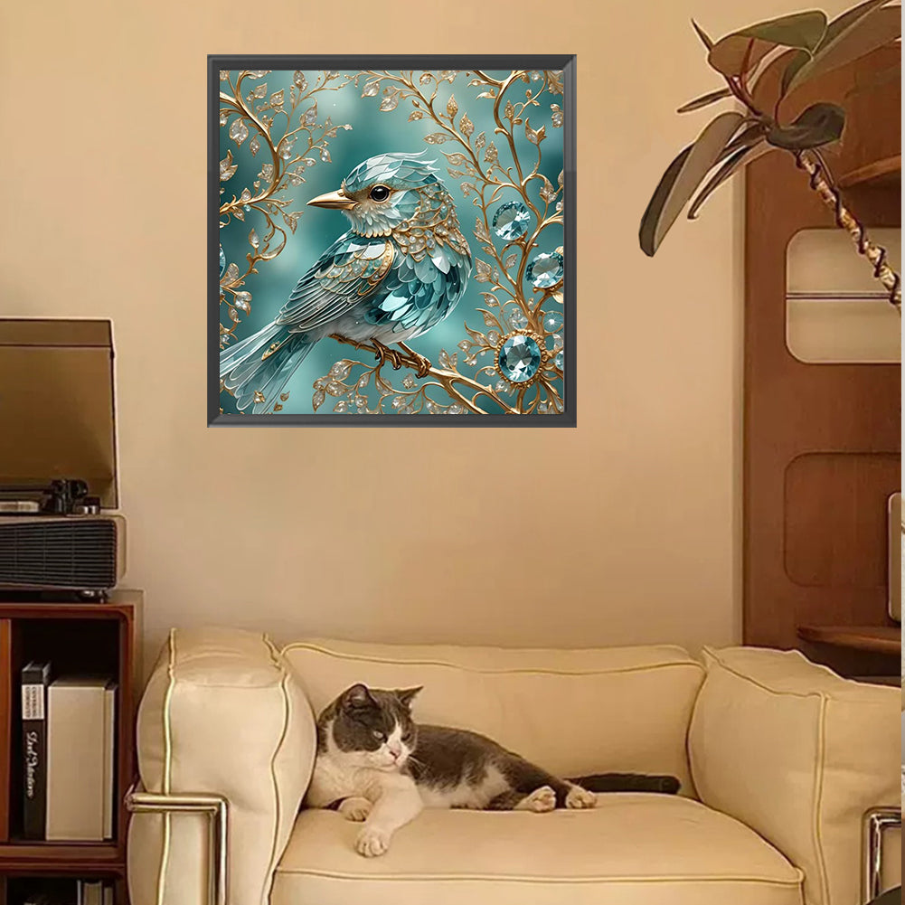 Glass Kingfisher - Full Square Drill Diamond Painting 30*30CM