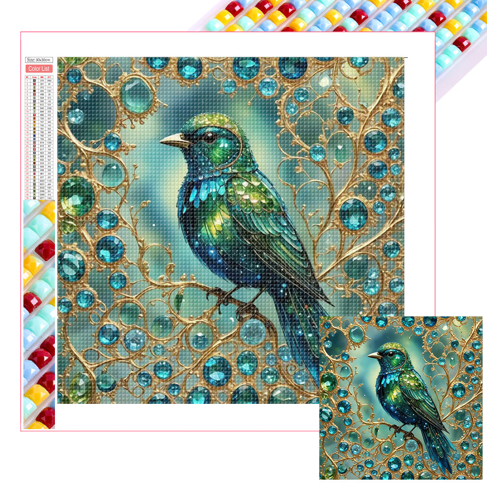 Glass Kingfisher - Full Square Drill Diamond Painting 30*30CM